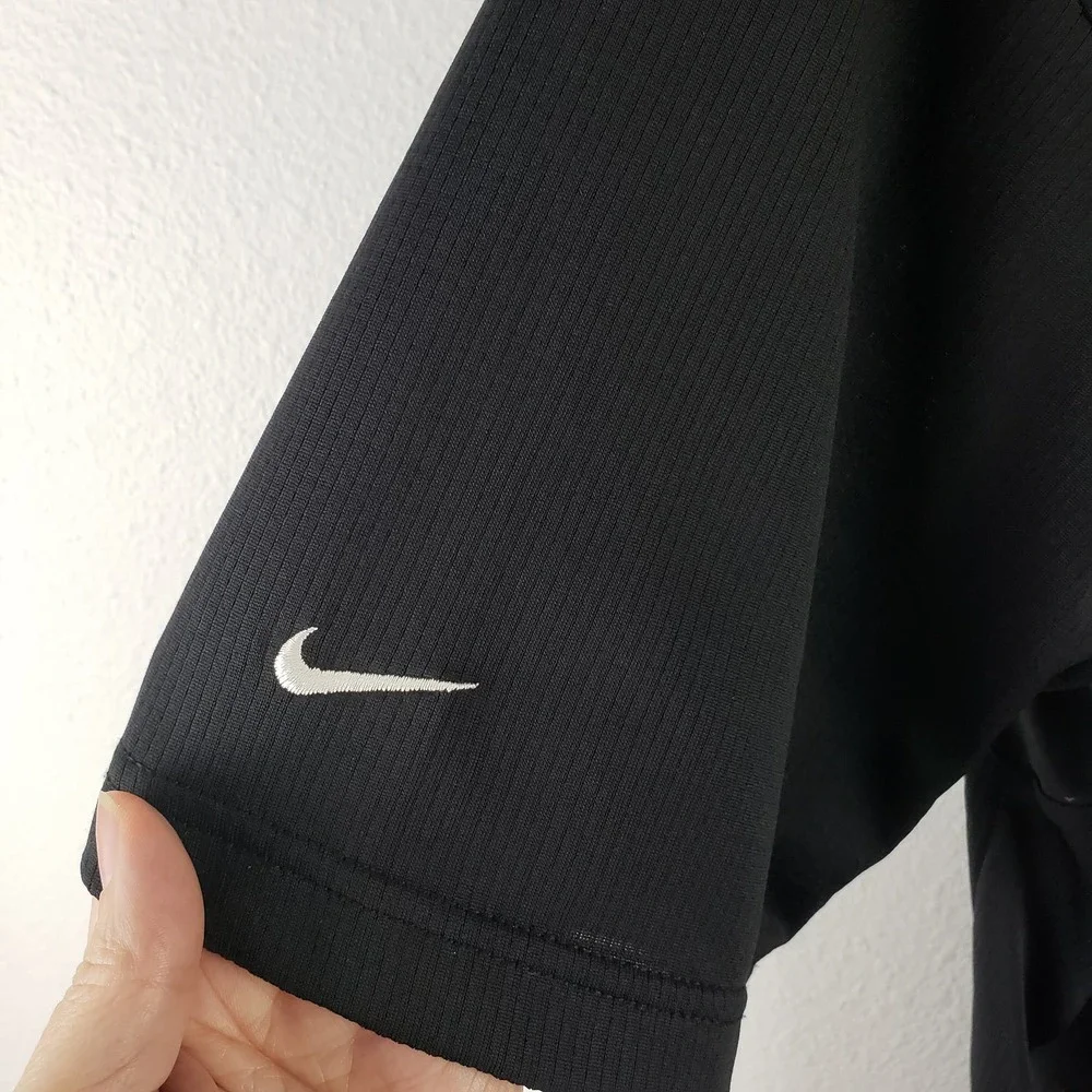 Nike Men's XL Classic Athletic Polo Shirt Solid Black‎ White Swoosh Sphere Dry